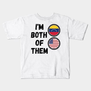 Half Venezuelan Half American Heritage USA Roots & Venezuela DNA Family Flag Design Kids T-Shirt